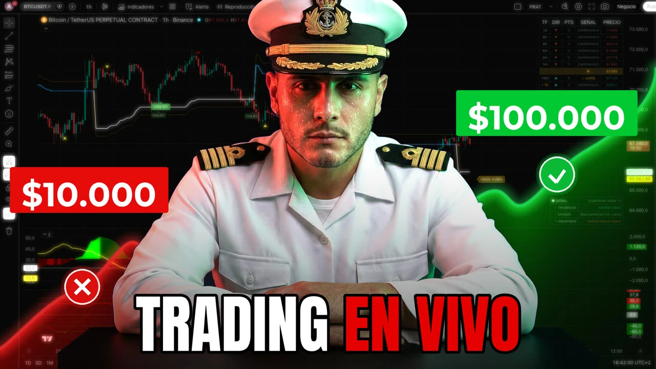 Directos de trading en vivo en YouTube — Capitán Aurolo operando crypto